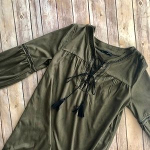 Olive Green Faux Suede Dress